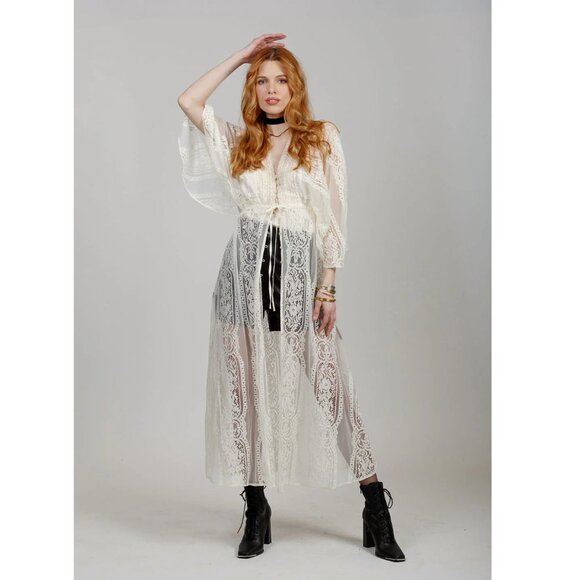 Band of the Free Cynthia Ivory Lace Duster - Picture 1 of 7